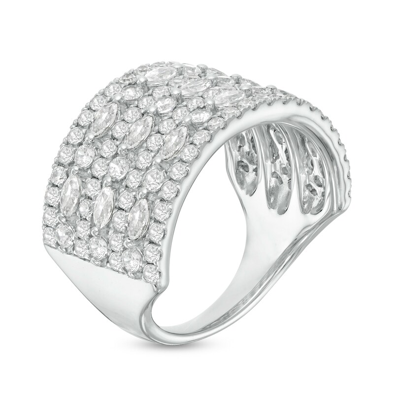 Main Image 3 of 2 CT. T.W. Marquise and Round Diamond Multi-Row Ring in 14K White Gold
