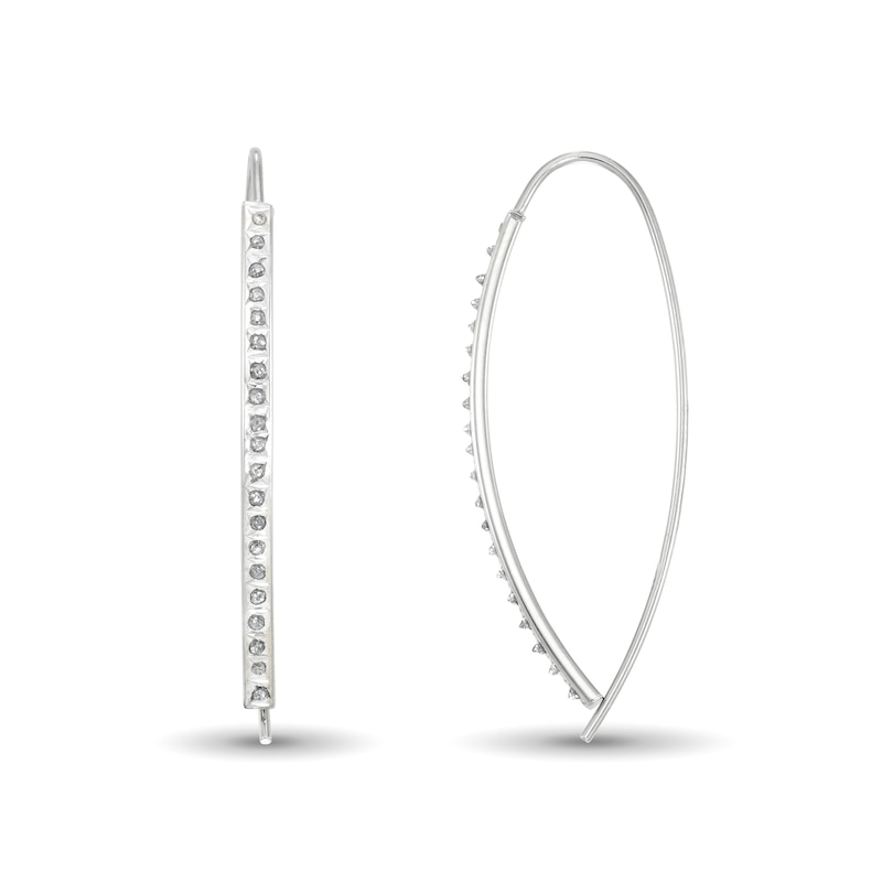 Diamond Fascination™ 48.0mm Crossover Hoop Earrings in Sterling Silver with Platinum Plate