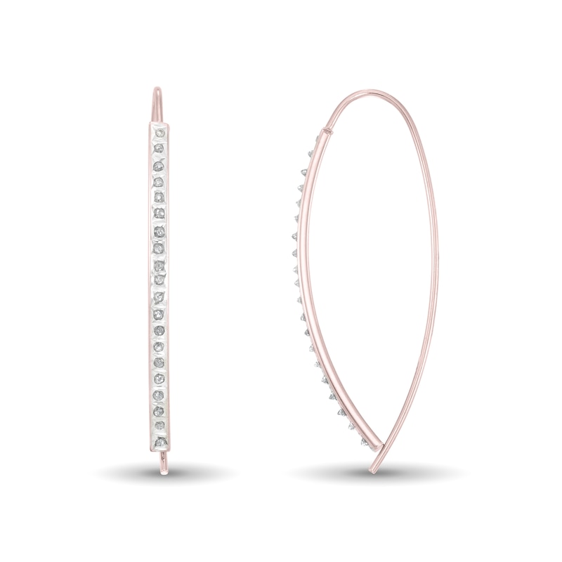 Diamond Fascination™ 48.0mm Crossover Hoop Earrings in Sterling Silver with 18K Rose Gold Plate