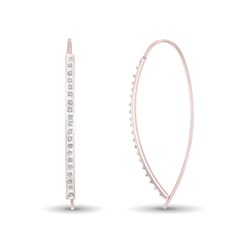 Main Image 1 of Diamond Fascination™ 48.0mm Crossover Hoop Earrings in Sterling Silver with 18K Rose Gold Plate