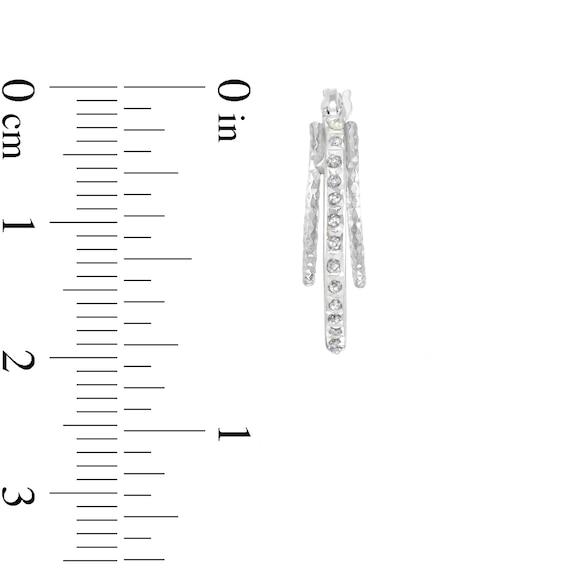Diamond Fascinationâ¢ 18.0mm Triple Hoop Earrings in Sterling Silver with Platinum Plate