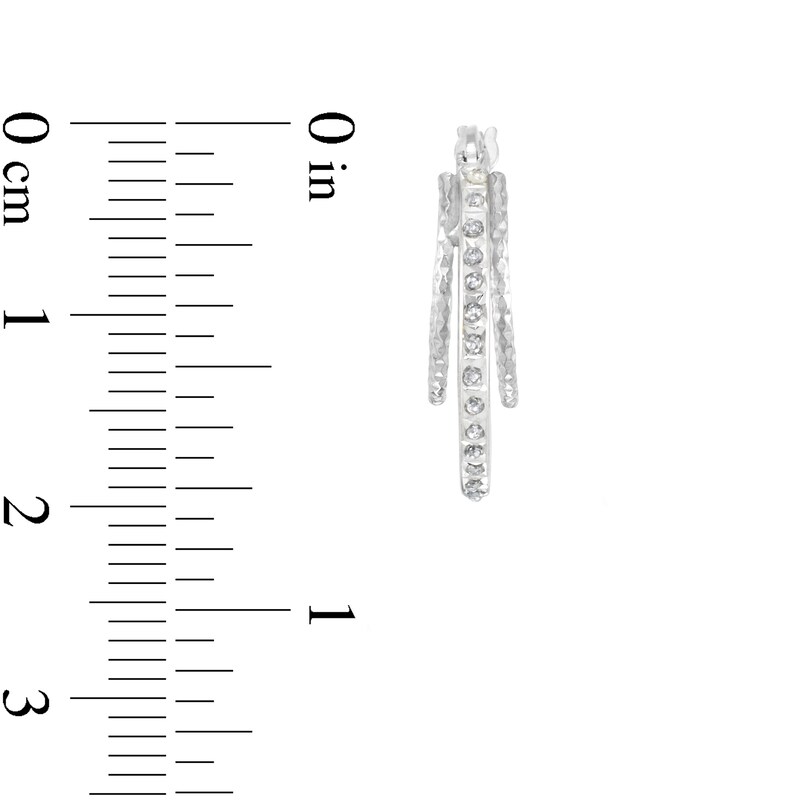Main Image 2 of Diamond Fascination™ 18.0mm Triple Hoop Earrings in Sterling Silver with Platinum Plate