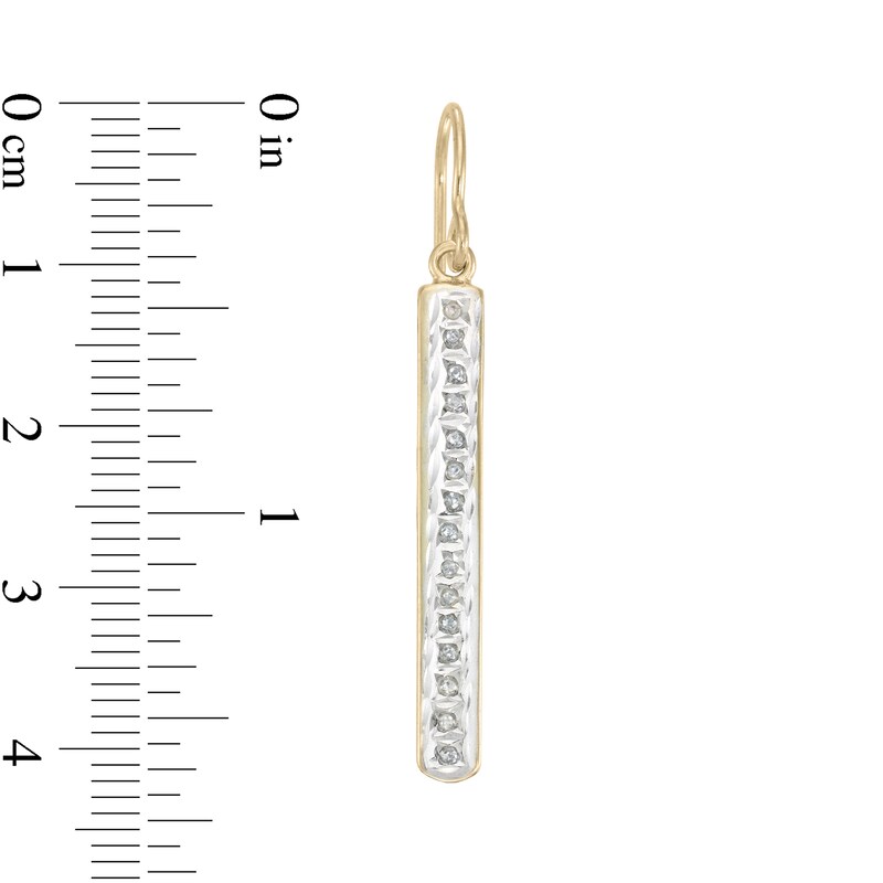 Diamond Fascination™ 40.0mm Vertical Bar Drop Earrings in Sterling Silver with 18K Gold Plate