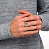Thumbnail Image 2 of 1 CT. T.W. Octagonal Composite Enhanced Black and White Diamond Stepped Edge Ring in Sterling Silver - Size 10