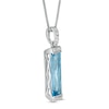 Thumbnail Image 1 of Marilyn Monroe™ Collection Emerald-Cut Swiss Blue Topaz and 1/15 CT. T.W. Diamond Border Pendant in Sterling Silver