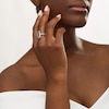 Thumbnail Image 3 of Marilyn Monroe™ Collection Elongated Emerald-Cut London Blue Topaz and 1/3 CT. T.W. Diamond Ring in Sterling Silver