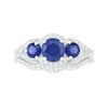 Thumbnail Image 3 of Lab-Created Blue and White Sapphire Frame Three Stone Split Shank Bridal Set in Sterling Silver