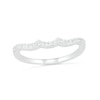 Thumbnail Image 4 of Lab-Created Blue and White Sapphire Frame Three Stone Split Shank Bridal Set in Sterling Silver