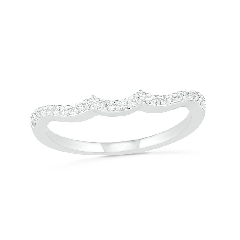 Main Image 4 of Lab-Created Blue and White Sapphire Frame Three Stone Split Shank Bridal Set in Sterling Silver