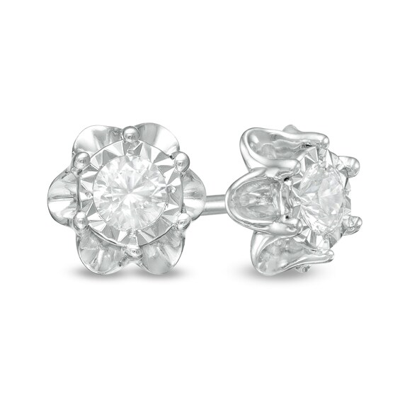 1/6 CT. T.w. Diamond Solitaire Buttercup Stud Earrings in Sterling Silver (J/I3)