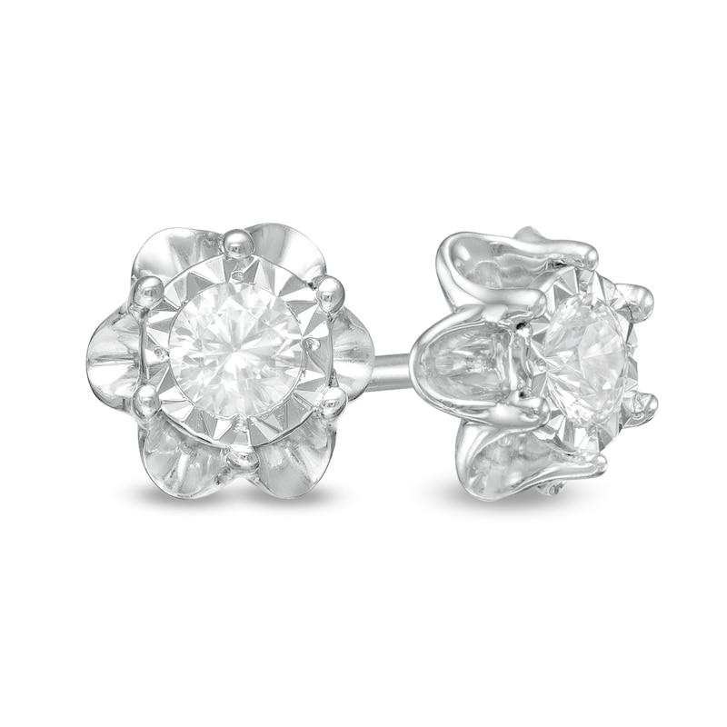 Main Image 1 of 1/6 CT. T.W. Diamond Solitaire Buttercup Stud Earrings in Sterling Silver (J/I3)