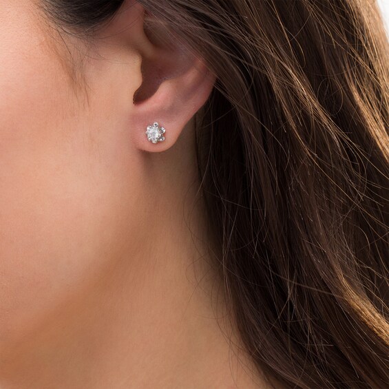 1/6 CT. T.w. Diamond Solitaire Buttercup Stud Earrings in Sterling Silver (J/I3)