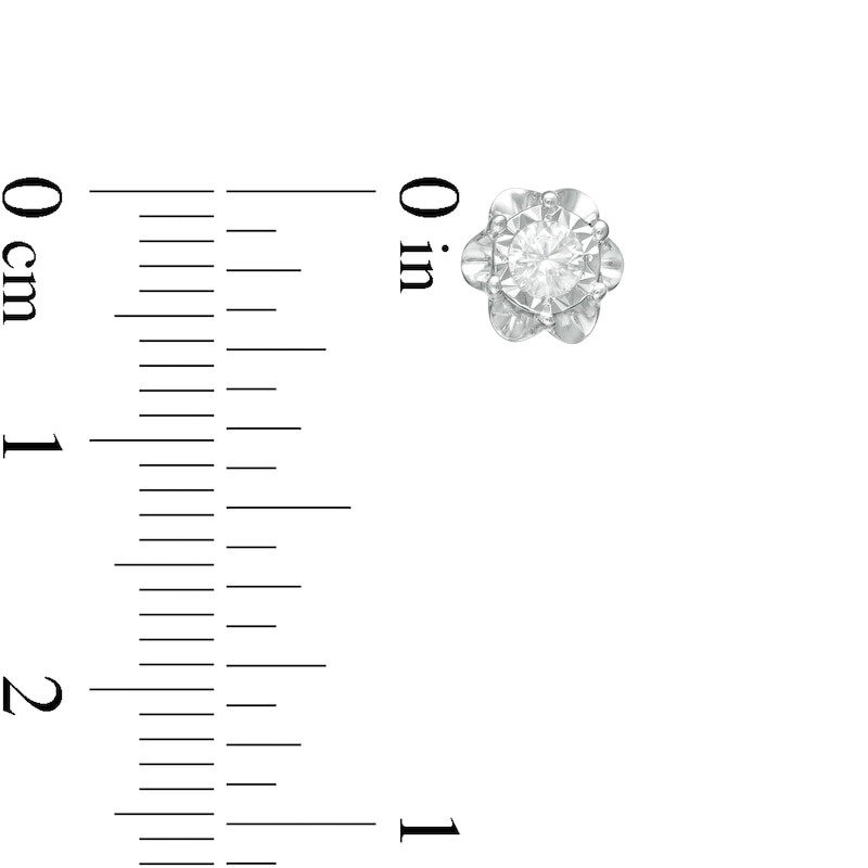 Main Image 3 of 1/6 CT. T.W. Diamond Solitaire Buttercup Stud Earrings in Sterling Silver (J/I3)