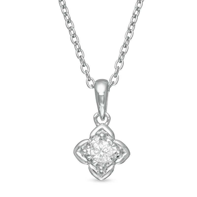 Main Image 1 of 1/15 CT. Diamond Solitaire Pendant in Sterling Silver (J/I3)