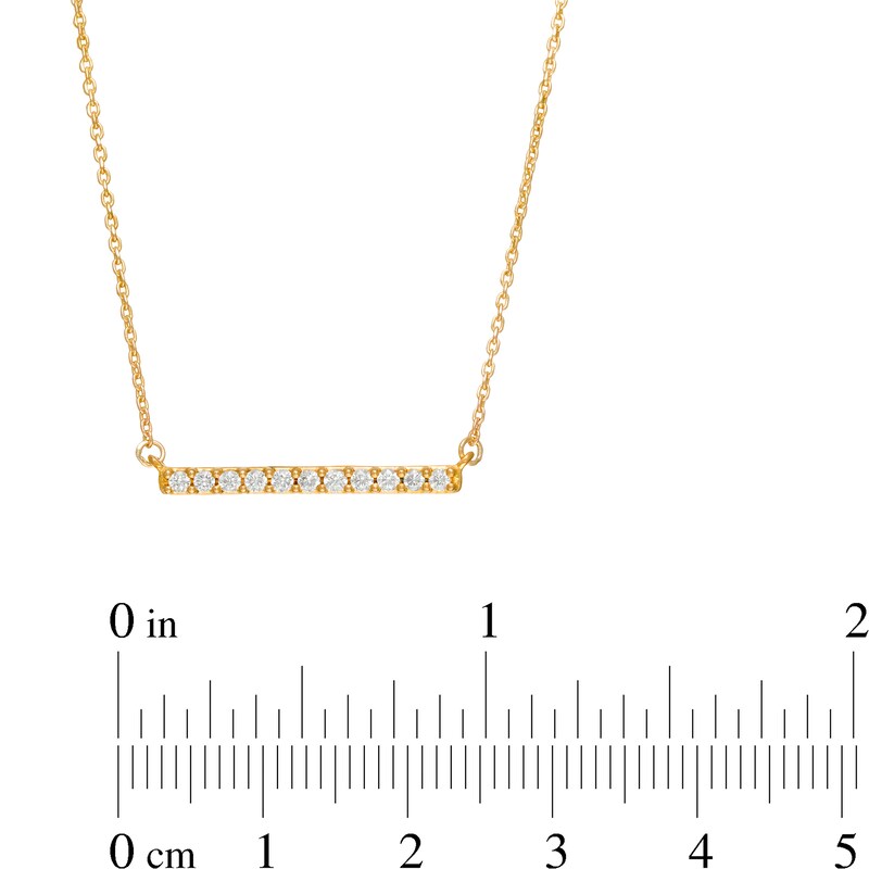 Main Image 4 of Remixed Reimagined 1/5 CT. T.W. Diamond Horizontal Bar Necklace in 10K Gold