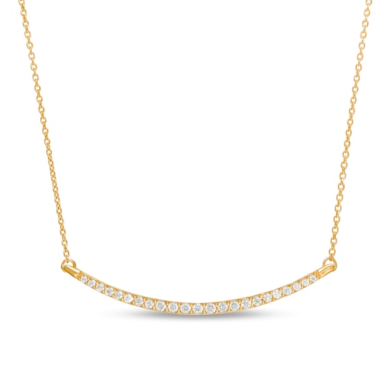 Remixed Reimagined 1/4 CT. T.w. Diamond Curved Bar Necklace in 10K Gold
