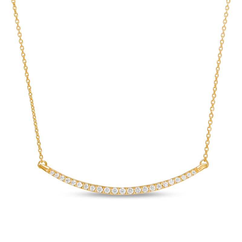 Main Image 1 of Remixed Reimagined 1/4 CT. T.W. Diamond Curved Bar Necklace in 10K Gold