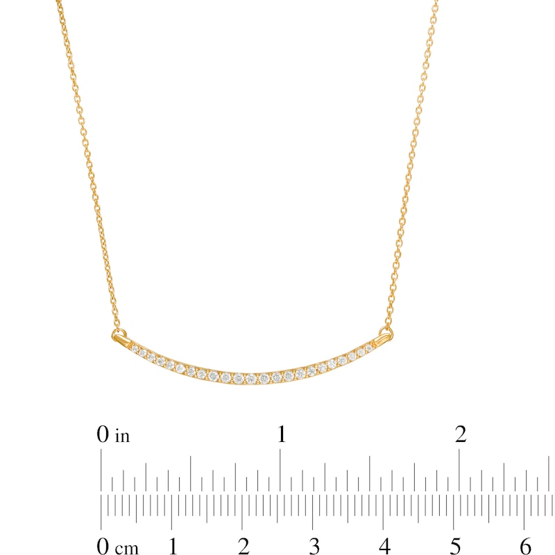 Main Image 4 of Remixed Reimagined 1/4 CT. T.W. Diamond Curved Bar Necklace in 10K Gold