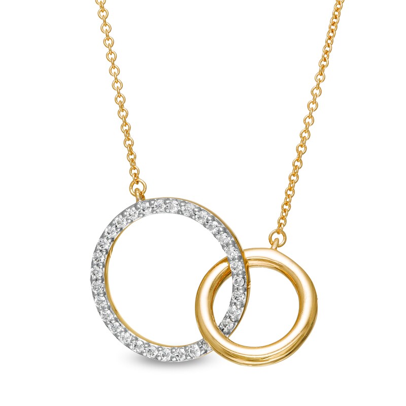 Main Image 1 of Remixed Reimagined 1/4 CT. T.W. Diamond Interlocking Circles Necklace in 10K Gold