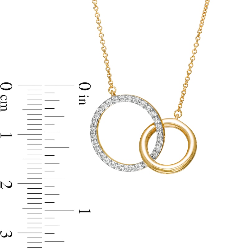 Main Image 4 of Remixed Reimagined 1/4 CT. T.W. Diamond Interlocking Circles Necklace in 10K Gold