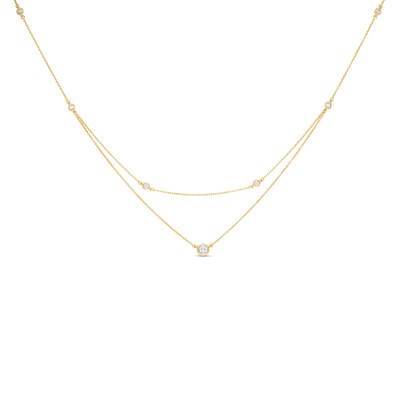 Remixed Reimagined 1/3 CT. T.W. Diamond Station Double Strand Necklace ...