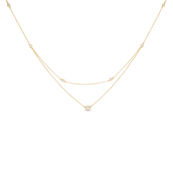 Remixed Reimagined 1/3 CT. T.W. Diamond Station Double Strand Necklace ...