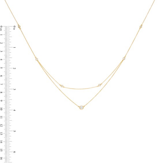 Remixed Reimagined 1/3 CT. T.w. Diamond Station Double Strand Necklace in 10K Gold - 22"