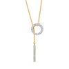Thumbnail Image 1 of Remixed Reimagined 1/5 CT. T.W. Diamond Circle and Bar Lariat Necklace in 10K Gold - 20.5"