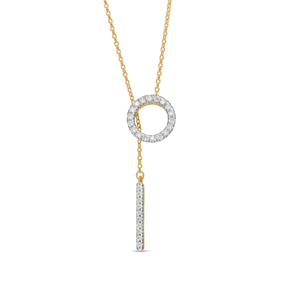 Remixed Reimagined 1/5 CT. T.w. Diamond Circle and Bar Lariat Necklace in 10K Gold - 20.5"
