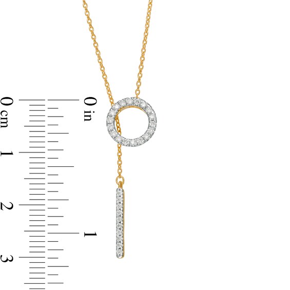 Remixed Reimagined 1/5 CT. T.w. Diamond Circle and Bar Lariat Necklace in 10K Gold - 20.5"