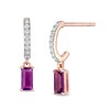 Thumbnail Image 1 of Marilyn Monroe™ Collection Baguette Amethyst and 1/6 CT. T.W. Diamond Earrings in Sterling Silver with 18K Rose GP