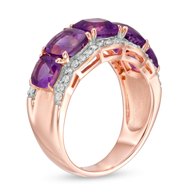 Marilyn Monroe™ Collection Amethyst and 3/8 CT. T.W. Diamond Ring in Sterling Silver with 18K Rose Gold Plate