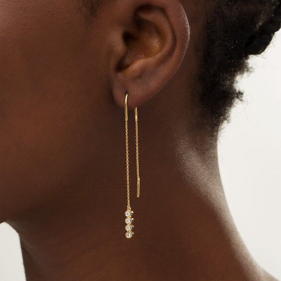 Remixed Reimagined 1/5 CT. T.w. Diamond Threader Earrings in 10K Gold