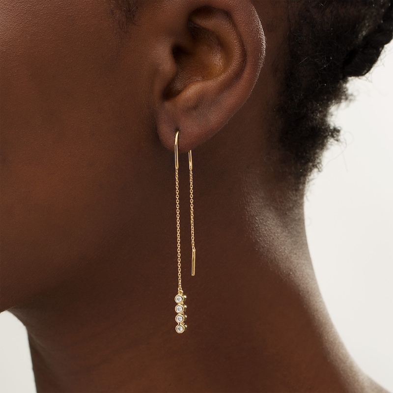 Main Image 2 of Remixed Reimagined 1/5 CT. T.W. Diamond Threader Earrings in 10K Gold