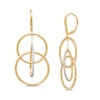 Thumbnail Image 0 of Remixed Reimagined 3/8 CT. T.W. Diamond Suspended Interlocking Circles Drop Earrings in 10K Gold