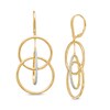 Thumbnail Image 1 of Remixed Reimagined 3/8 CT. T.W. Diamond Suspended Interlocking Circles Drop Earrings in 10K Gold
