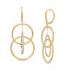 Thumbnail Image 0 of Remixed Reimagined 3/8 CT. T.W. Diamond Suspended Interlocking Circles Drop Earrings in 10K Gold