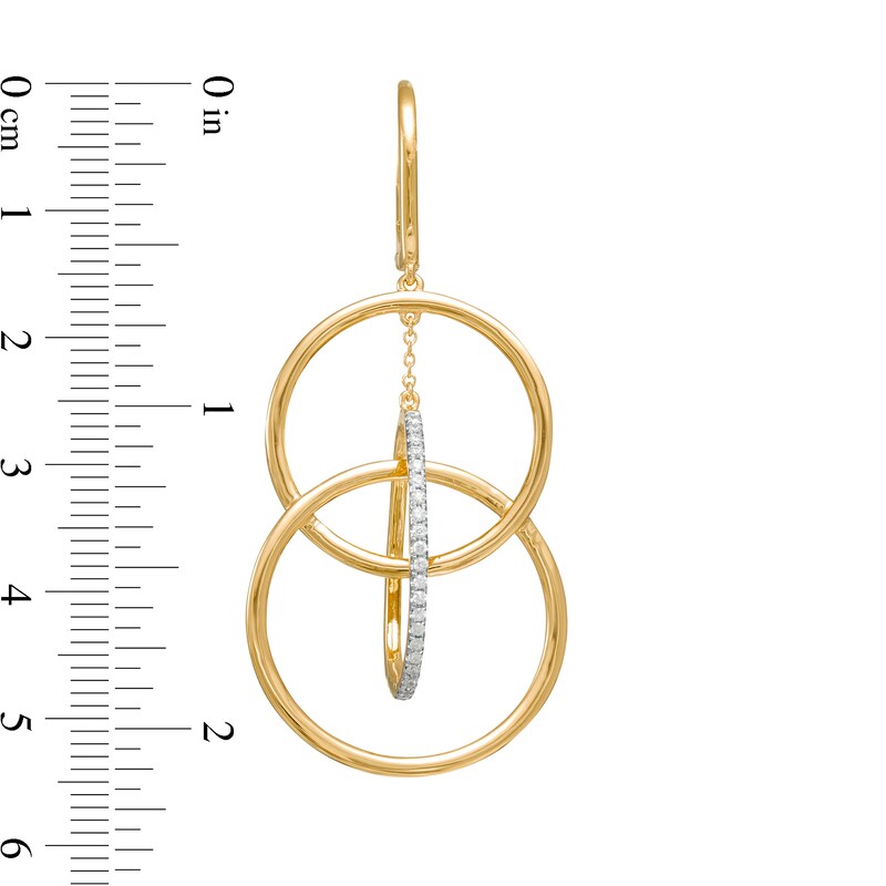 Main Image 3 of Remixed Reimagined 3/8 CT. T.W. Diamond Suspended Interlocking Circles Drop Earrings in 10K Gold