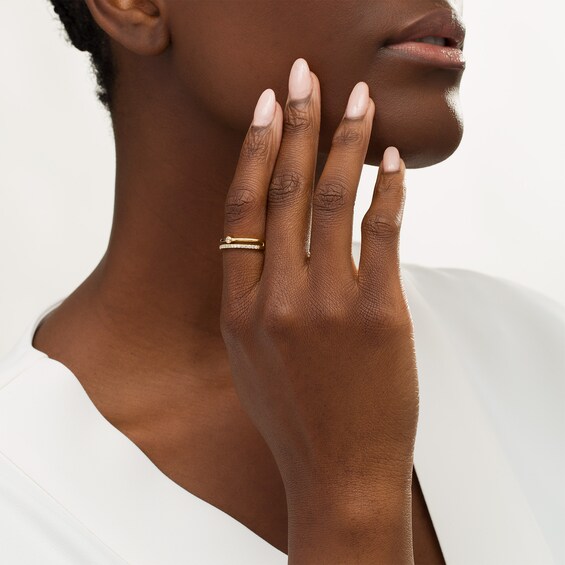Remixed Reimagined 1/5 CT. T.w. Diamond Double Row Split Shank Ring in 10K Gold