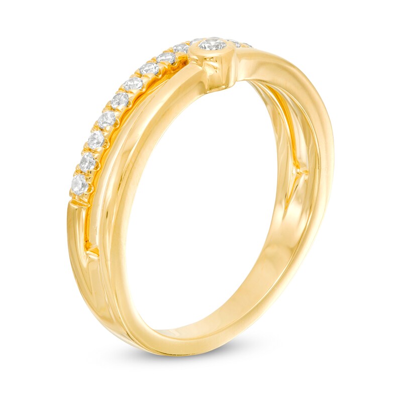 Main Image 3 of Remixed Reimagined 1/5 CT. T.W. Diamond Double Row Split Shank Ring in 10K Gold