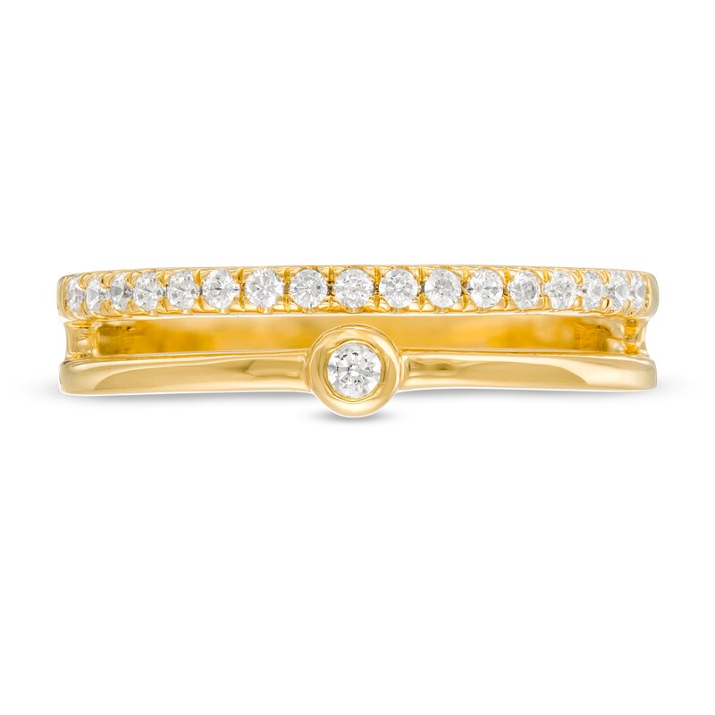 Main Image 4 of Remixed Reimagined 1/5 CT. T.W. Diamond Double Row Split Shank Ring in 10K Gold