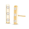 Thumbnail Image 1 of Remixed Reimagined 1/6 CT. T.W. Diamond Three Stone Vertical Bar Stud Earrings in 10K Gold