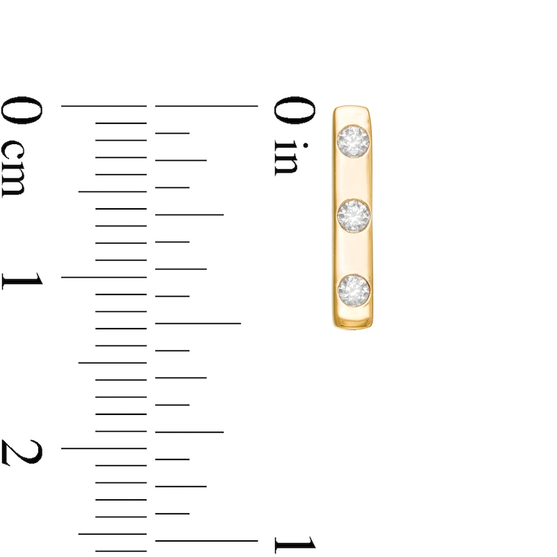 Main Image 3 of Remixed Reimagined 1/6 CT. T.W. Diamond Three Stone Vertical Bar Stud Earrings in 10K Gold