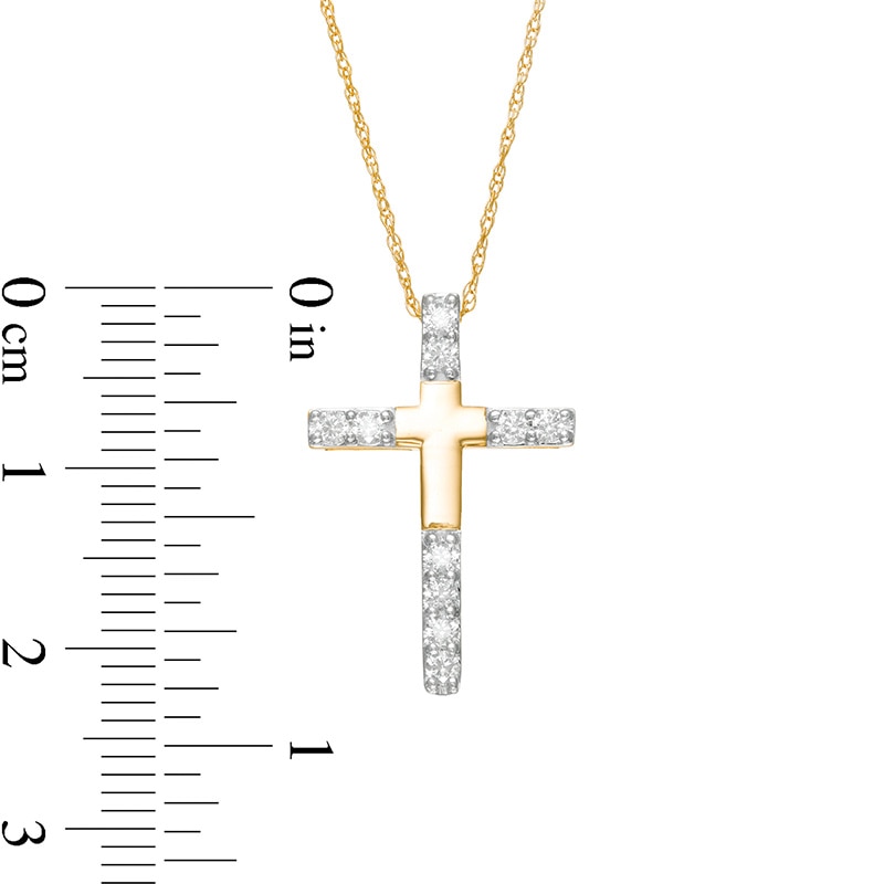Main Image 4 of Remixed Reimagined 1/4 CT. T.W. Diamond Cross Pendant in 10K Gold