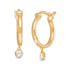 Thumbnail Image 1 of Remixed Reimagined 1/15 CT. T.W. Diamond Dangle Hoop Earrings in 10K Gold