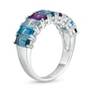 Marilyn Monroe™ Collection Baguette Multi-Gemstone Nine Stone Ring in Sterling Silver