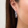 Thumbnail Image 3 of Marilyn Monroe™ Collection Baguette Multi-Gemstone Hoop Earrings in Sterling Silver