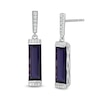 Thumbnail Image 1 of Marilyn Monroe™ Collection Emerald-Cut Iolite and 1/6 CT. T.W. Diamond Border Drop Earrings in Sterling Silver