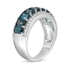 Marilyn Monroe™ Collection Emerald-Cut London Blue Topaz and 1/3 CT. T.W. Diamond Edge Ring in Sterling Silver