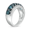 Thumbnail Image 2 of Marilyn Monroe™ Collection Emerald-Cut London Blue Topaz and 1/3 CT. T.W. Diamond Edge Ring in Sterling Silver